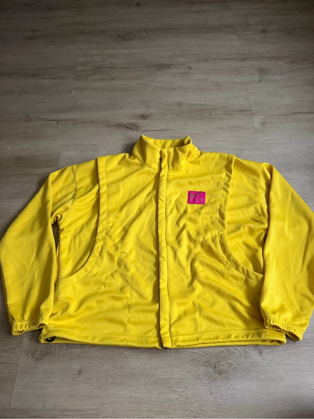 Nike Womens Dri-Fit Retro Bright Yellow Basketball Jacket Zip Up SZ L